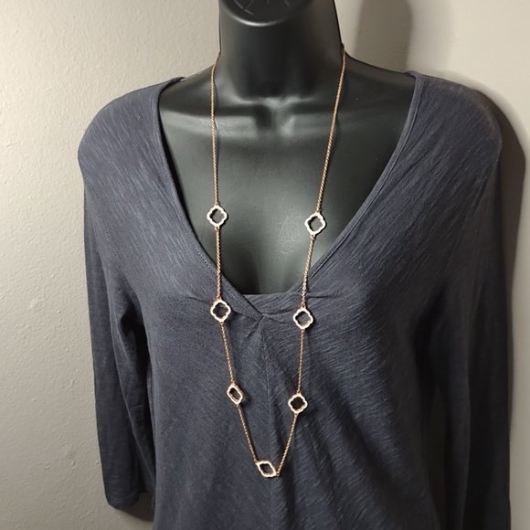 Long Rose Gold Tone Decorative Necklace 38 To 40.5 Inches - Picture 8 of 12